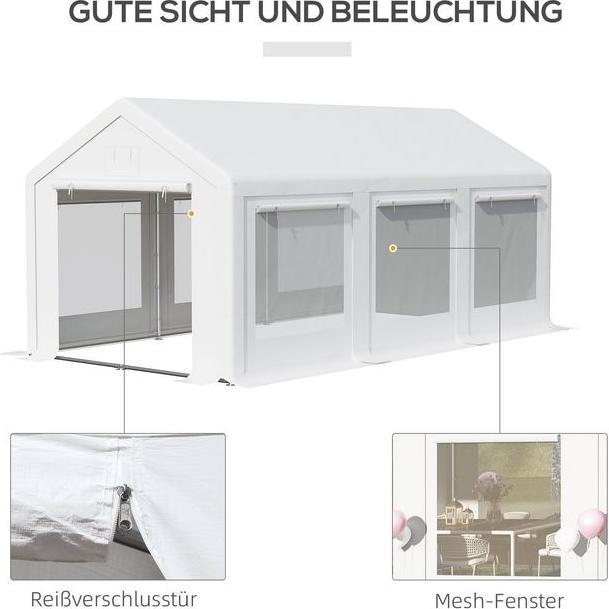 Actual product image Swisshandel24 Large party tent 6x3m removable side walls doors windows outdoor party white (600 cm, 300 cm)