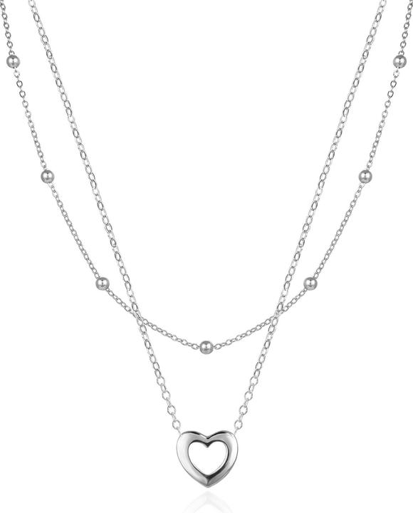Immagine prodotto Agato Collana d'argento con doppio cuore AGS1552 (Argento)