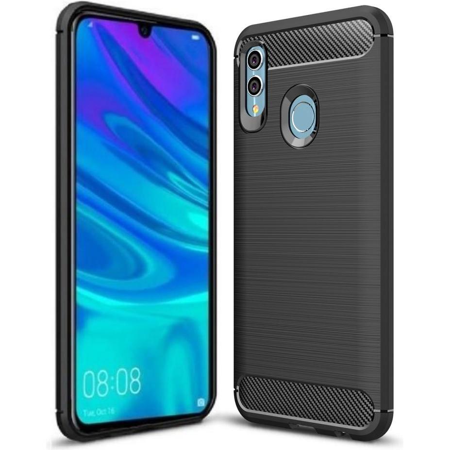 Screenguard Huawei P Smart 2019 Hülle Carbon Brushed Soft TPU (Huawei P Smart+ (2019)), Smartphone Hülle, Schwarz