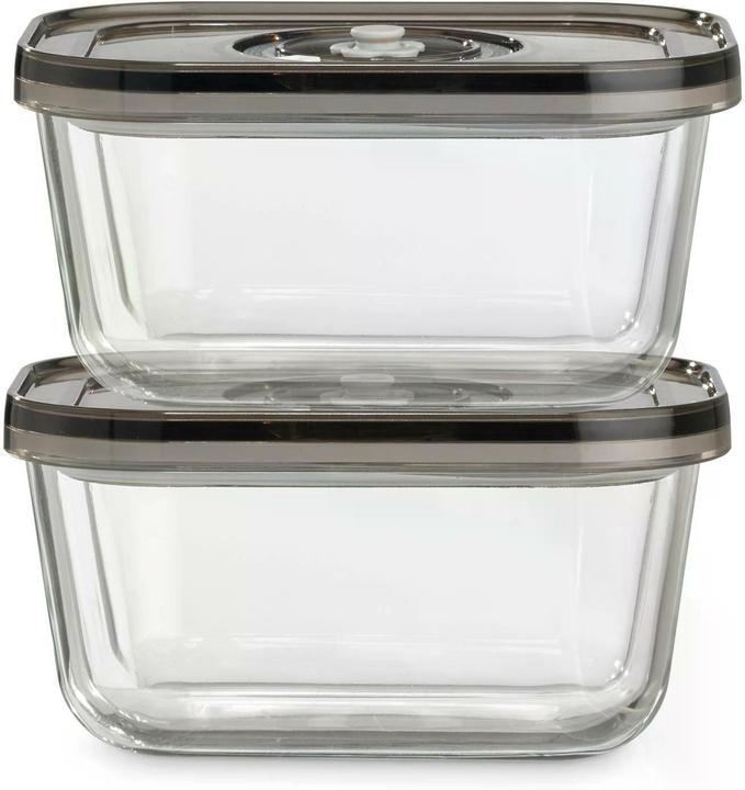 Caso VacuBoxx Eco-Duo S Glazen vacuümhouders met kunststof deksel, 0,5 L, 2 stuks (1 l)