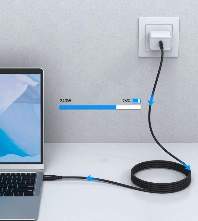 Image du produit Choetech XCC-1051 Câble USB-C vers USB-C, PD 240W 1.8m (noir) (1.80 m, USB 3.1, 240 W)