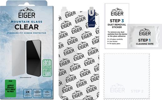 Actual product image Eiger Mountain Glass Clear (1 pcs., Apple iPhone 16 Pro, Apple iPhone 17, Apple iPhone 17 Pro)
