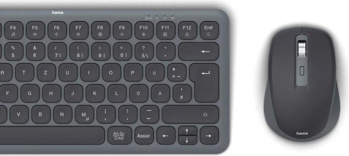 Actual product image Hama Multi-device keyboard and mouse set WKM-500 wireless small SW QWERTZ EN (DE, Wireless)