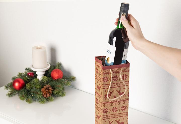 Actual product image Infactory Set of 12 Christmas kraft paper gift bags for wine bottles (12x)