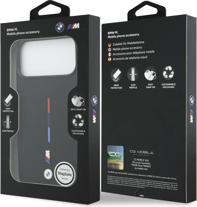 Actual product image BMW M Silicon Tricolor Line MagSafe Case for iPhone 17 Pro Max Black (Apple iPhone 17 Pro Max)