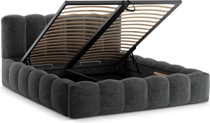 Actual product image Micadoni Storage Bed With Headboard, "Lupine", Dark Grey, 226x186x95 Made in Europe (160 x 200 cm)
