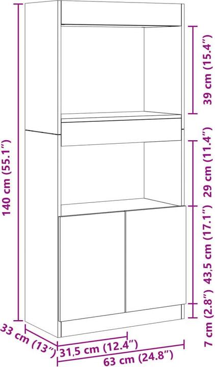 Actual product image vidaXL Louiza (63 x 33 x 140 cm)