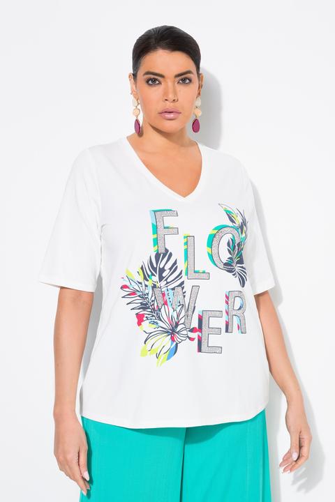 Produktbild Ulla Popken T-Shirt, Flower, Classic, V-Ausschnitt, Halbarm (46, 48)