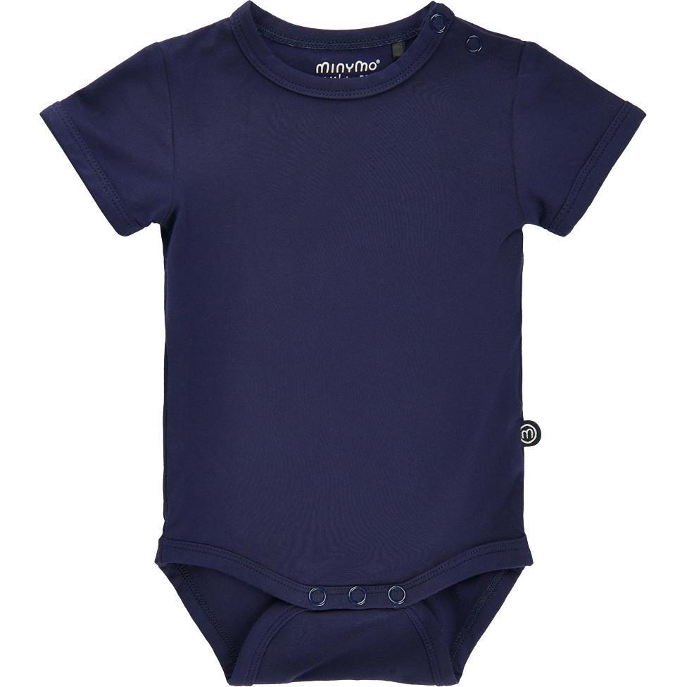 Minymo, Body, Kurzarm-Body Bamboo Dark Navy Gr. 86, Blau, (86)