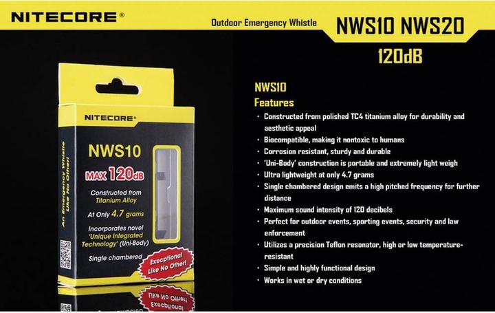 Actual product image Nitecore Emergency whistle - one chamber