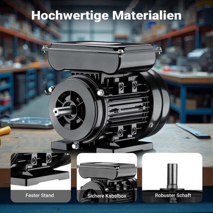 Actual product image Wiltec Elektromotor 1-phasig 4-polig Elektro Motor 1,1kW Einphasenmotor Motor