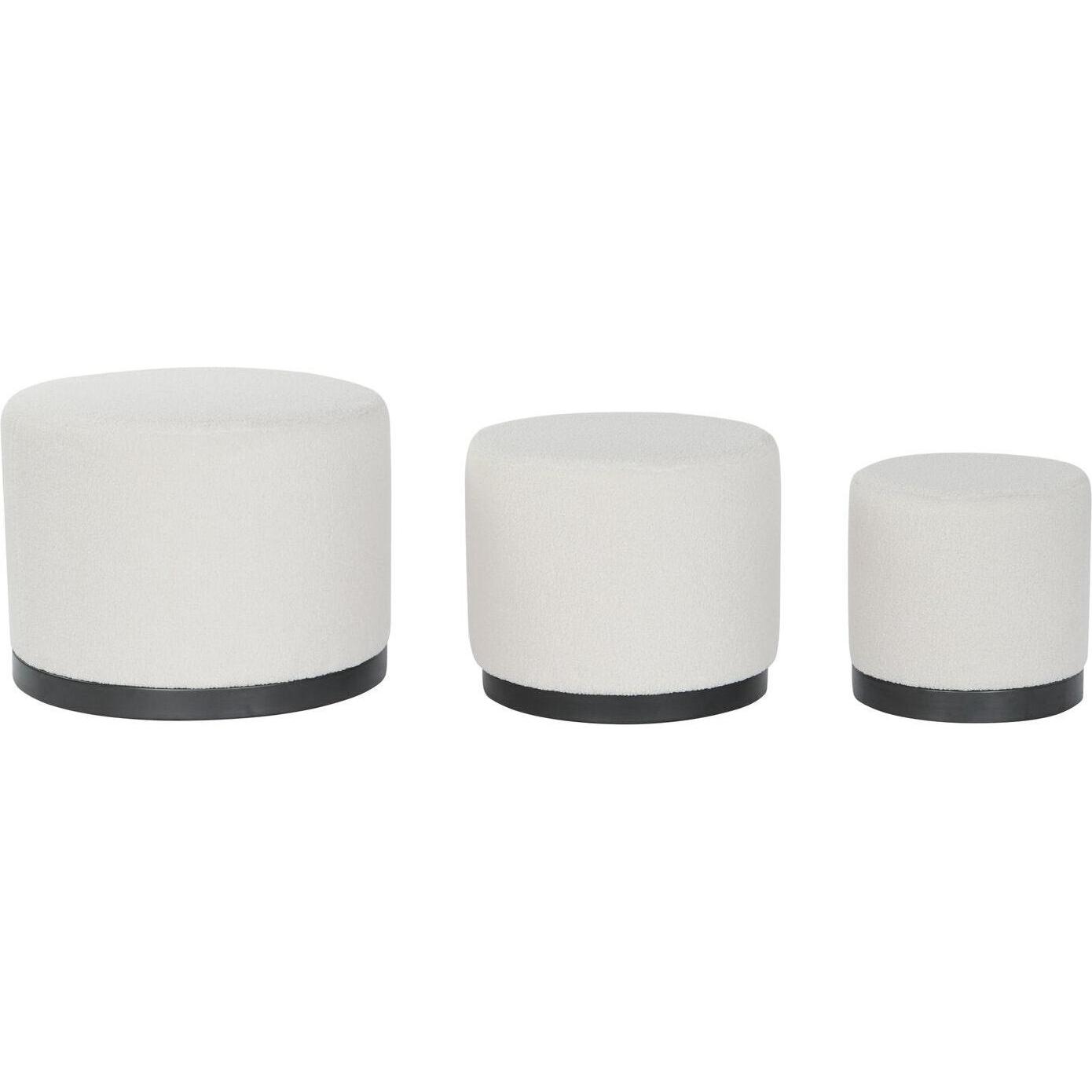 DKD Home Decor, Sgabello + Pouf, Footrest White Black Polyester MDF Wood Scandi 60 x 60 x 45 cm (3 Units)