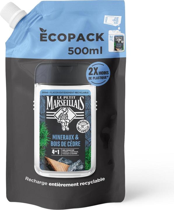 Actual product image Le Petit Marseillais Duschcreme Nachfüllbeutel Zedernholz und Mineralien 500 ml (500 ml)