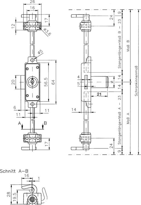 Produktbild Hekna Drehstangenschloss (Aufschraubschloss) für Rahmentüren links, Zamak