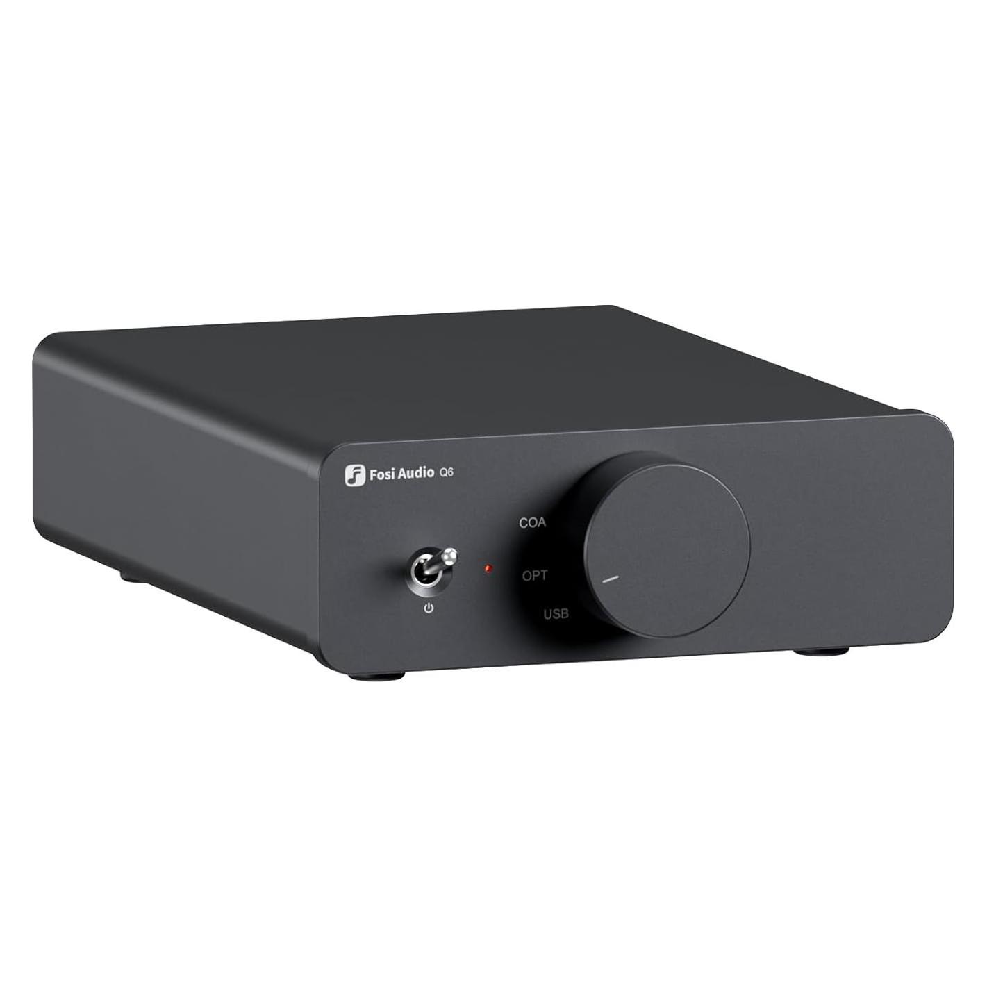 Fosi Audio Q6 Mini Dac – Usb-C, Opt/Coax – Rca & Sub – 32bit/768kHz (Usb-Dac), Kopfhörerverstärker, Schwarz