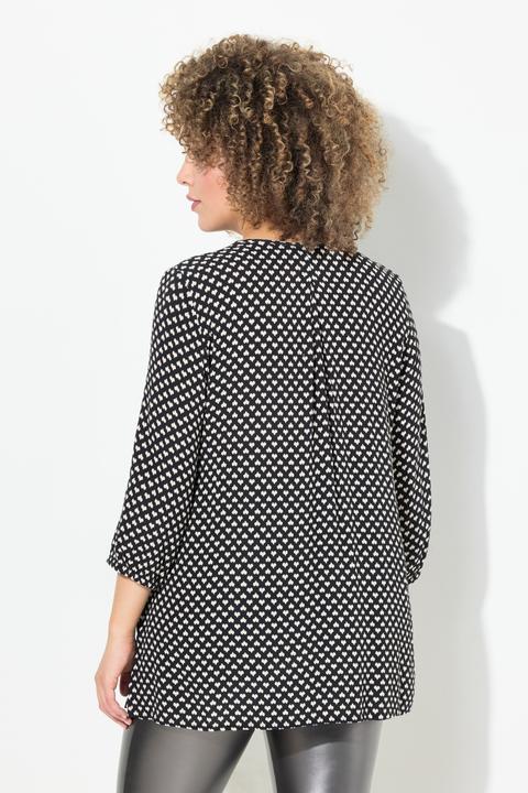 Actual product image Ulla Popken Minimalist Heart Print Elastic Smocked Blouse (58)
