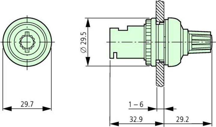 Actual product image Eaton Rotary potentiometer mono 0.5 W 47 k? M22S-R47K 1 pc.