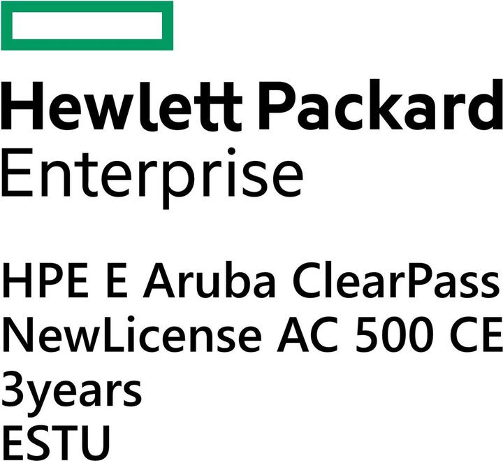 Produktbild HPE E Aruba ClearPass NL AC 500 CE 3yr E-STU (500 Geräte, 36 Monate)