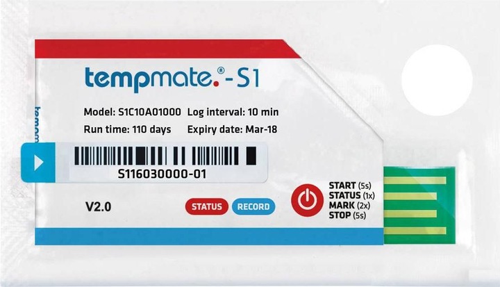Actual product image tempmate One-way temperature data logger.-S1 v2 (Thermometers)
