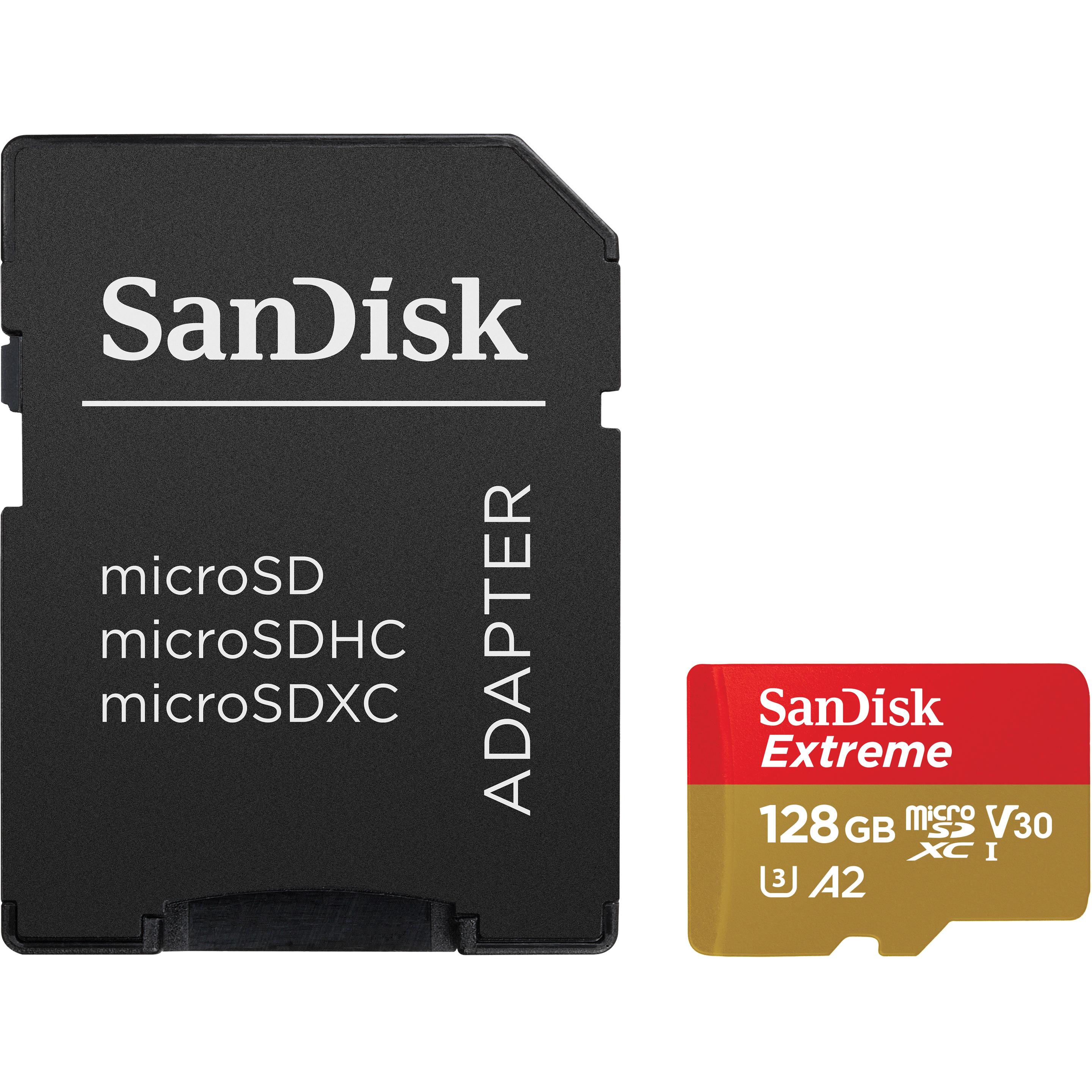 Thumbnail - SanDisk Extreme (128 GB, microSDXC, U3, UHS-I), Speicherkarte, Rot, Gold