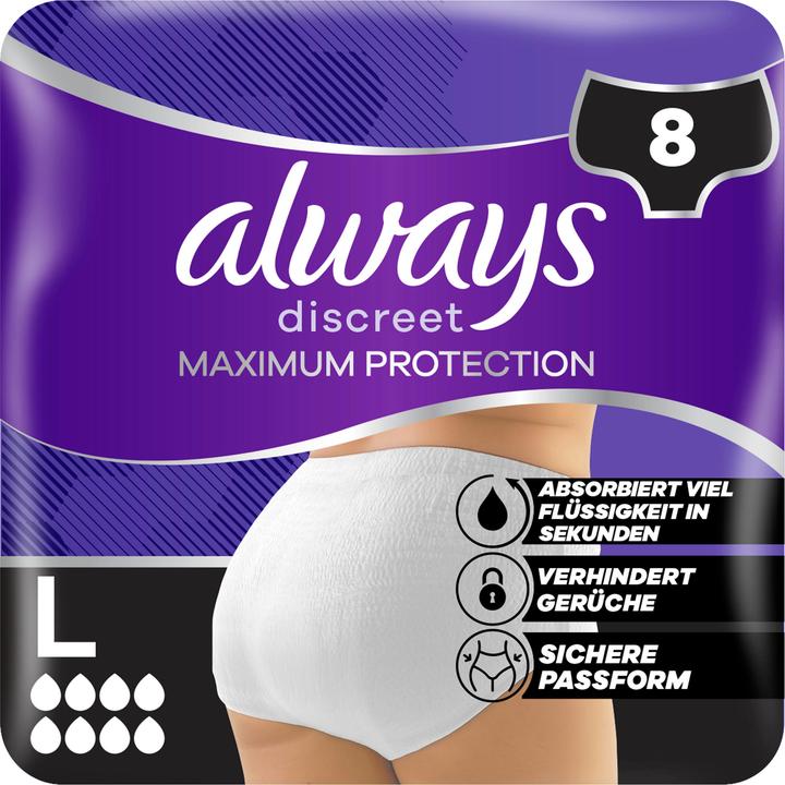 Always Discreet Inkontinenz Pants Max Protection L 8 Hygieneeinlage 8 Stück (8x, L)