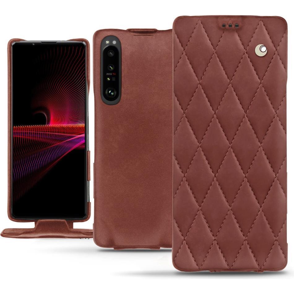 Noreve Lederschutzhülle vertikal (Sony Xperia 1 III), Smartphone Hülle, Rot