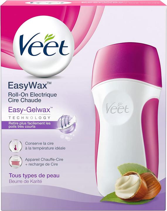 Veet Roll-On EasyWax Kit with 1 heating device 50mlwax refill 12 strips 4 post treatment wipes (1x, 50 ml)