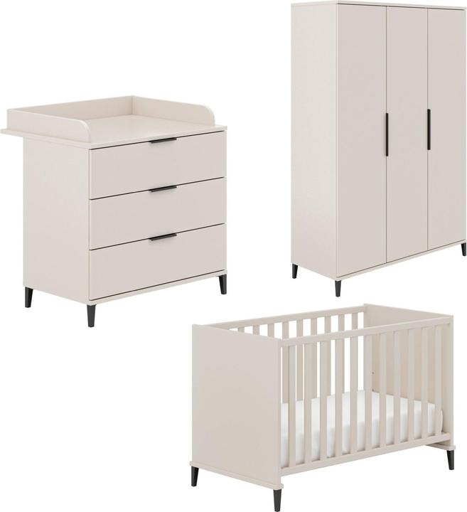 Transland Ari Ensemble de chambre d'enfant Armoire 3 portes, lit d'enfant et commode à langer (Unité de changement)
