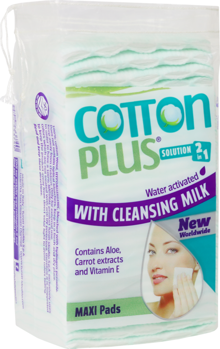Actual product image Cotton Plus Cleansing pads 2in1 with integrated aloe vera cleansing milk