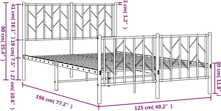 Actual product image vidaXL Bettgestell (120 x 190 cm)