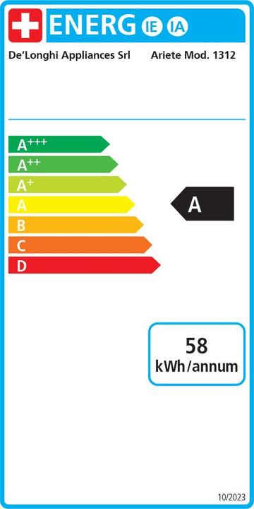 Energy Label Ariete Aries 1312/10