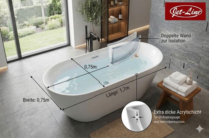 Produktbild Jet-Line Badewanne LAUSANNE weiss 170x80 cm (170 cm, 80 cm)