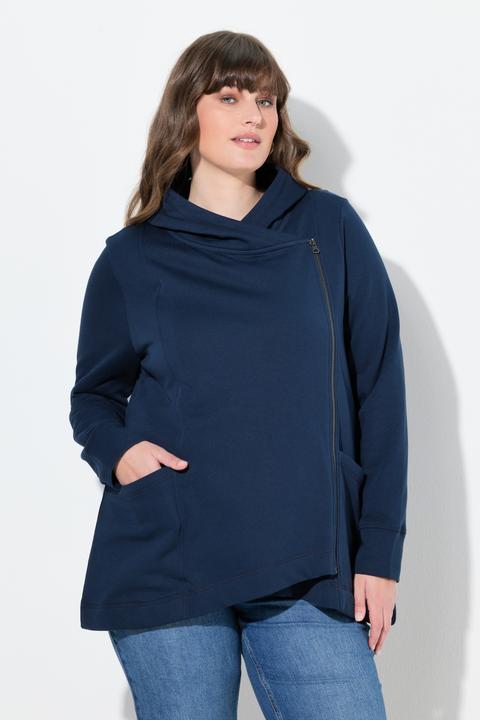 Produktbild Ulla Popken Sweatjacke, asymmetrisch, Kapuze (60)