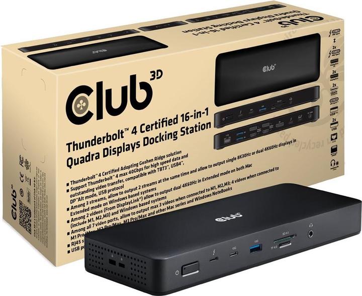 Actual product image Club 3D Club3D Thunderbolt4 16-in-1 Dockingstation 4 Displays St/Bu retail (16 ports)
