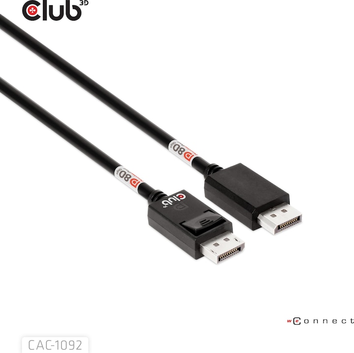Actual product image Club 3D Club3D DisplayPort cable 2.1 DP80 1,6m 10K/8K/4K St/St retail (1.60 m, DisplayPort)
