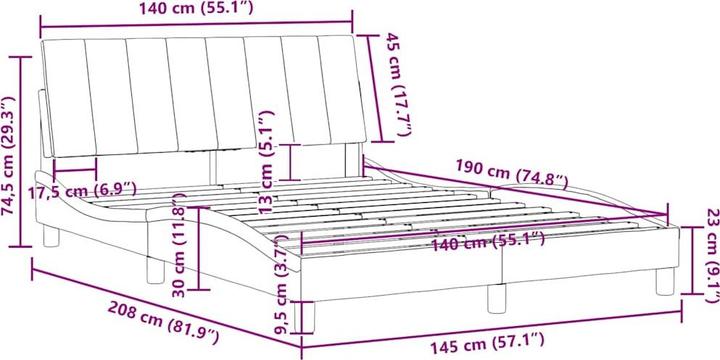 Produktbild vidaXL Bettgestell (140 x 190 cm)