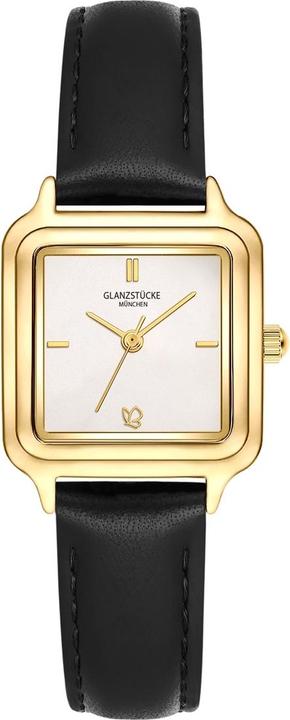 Actual product image Glanzstücke München Damen Quarzuhr gelbgold Echtleder schwarz - 38040 (25 mm)