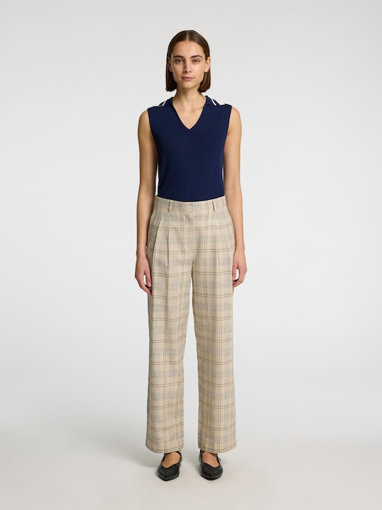 Image du produit Selected Femme Leinenmix Karo Hose mit weitem Bein (40)