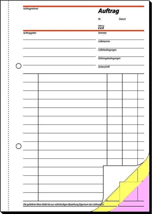Nutritional values and ingredients Sigel Order form Paper format: DIN A5 Carbonless: Yes (120x)