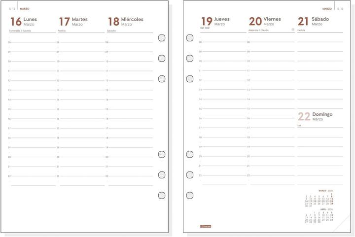 Image du produit Finocam Agenda Andrea Open Leather con Cerniera 2026 Panoramica Settimanale (A5, 1 semaine / 2 pages)