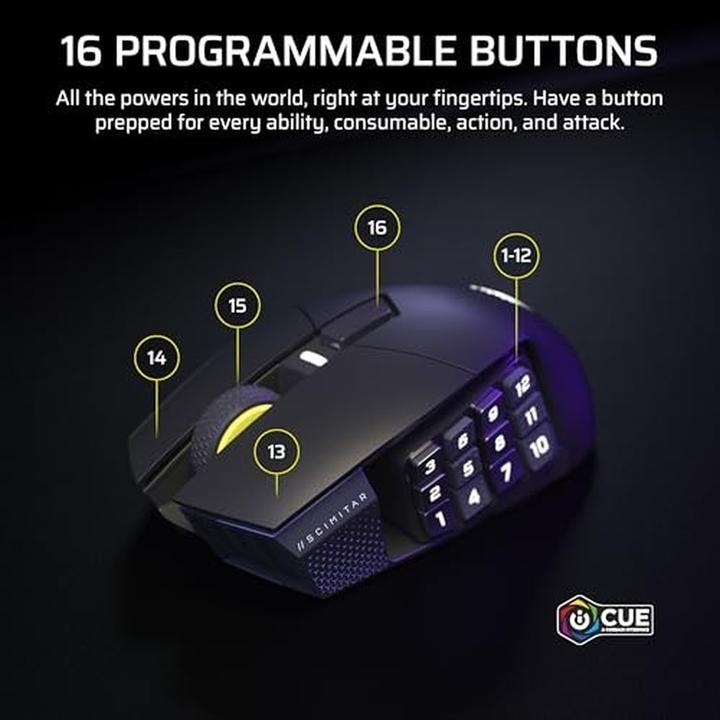 Produktbild Corsair Gaming-Maus Scimitar Elite Wireless SE, Maus Features (Kabellos)