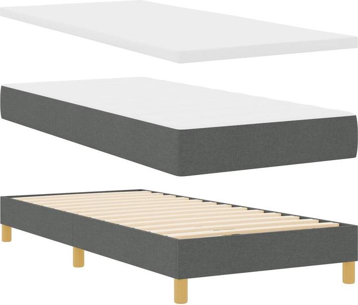 Actual product image vidaXL Boxspringbett mit Matratze Dunkelgrau 90x200 cm Stoff (90 x 200 cm)