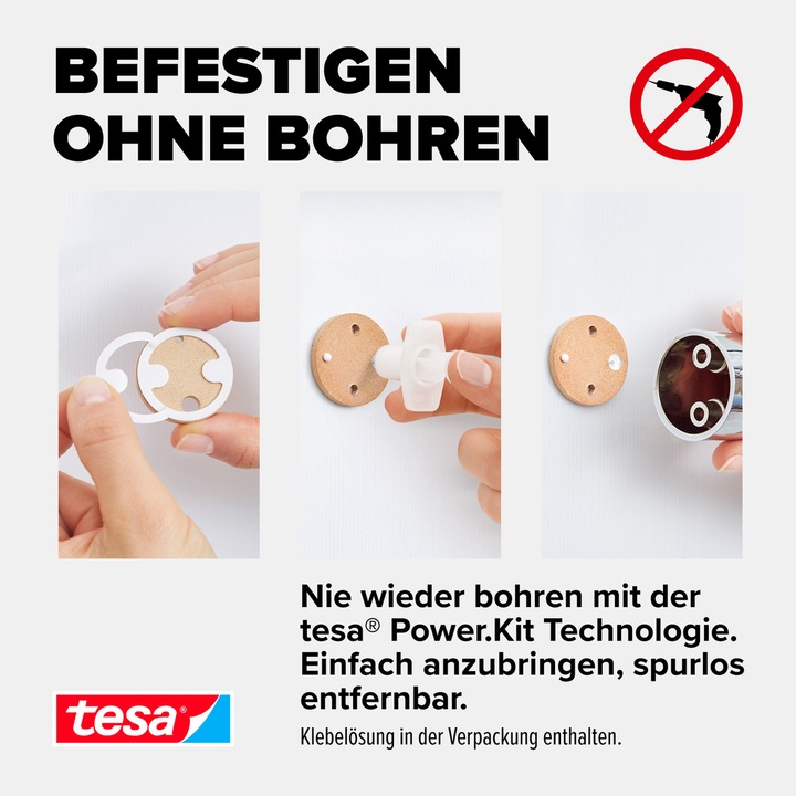 Actual product image tesa SPAA wall shower holder incl. adhesive solution without drilling