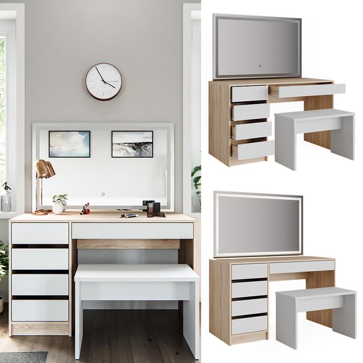 Image du produit Vicco Sherry avec miroir LED et tabouret (120 x 75 x 55 cm)