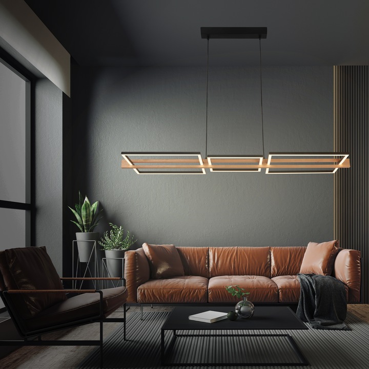 Produktbild Briloner LED Pendelleuchte, Schwarz / Holz, LED / 36W