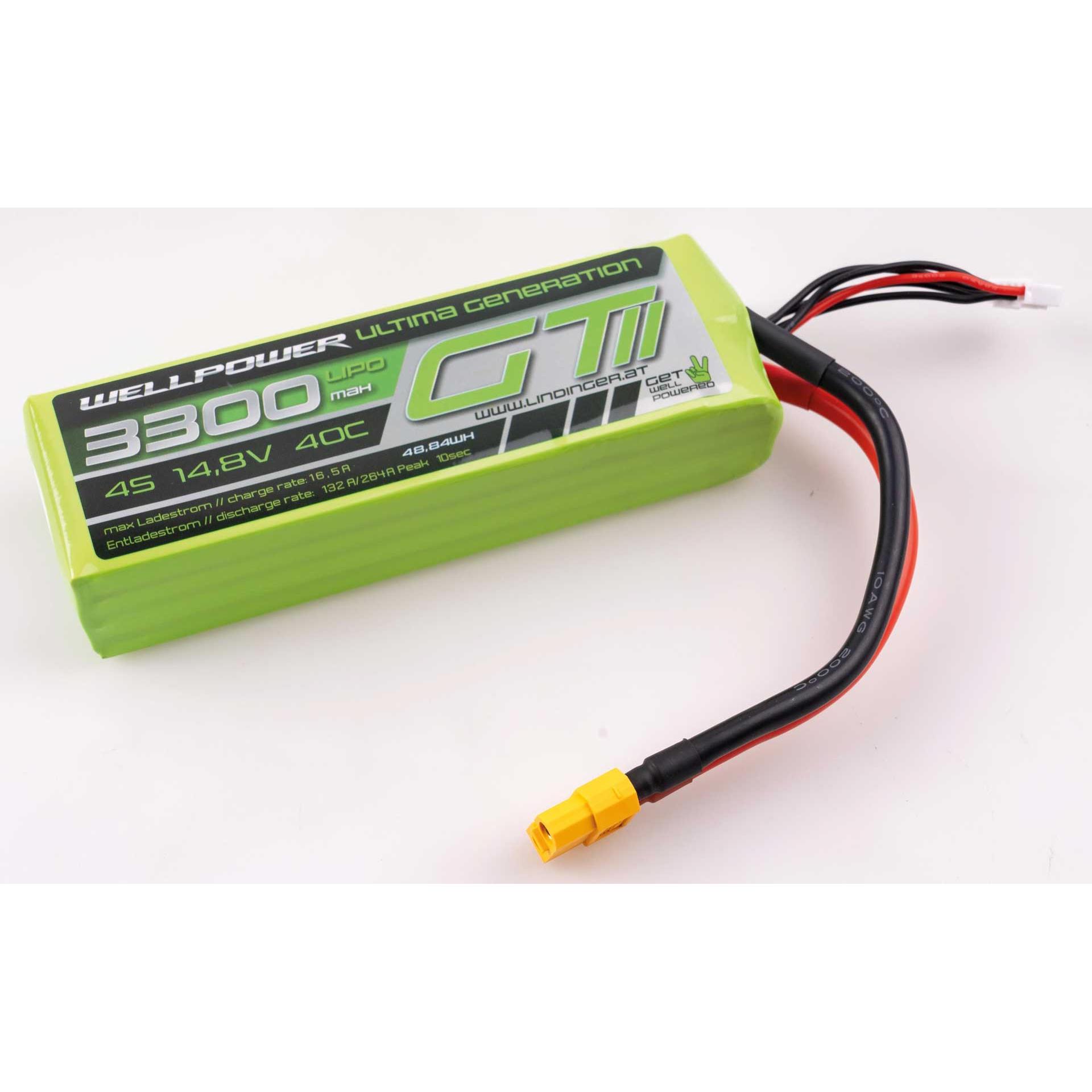 Wellpower LIPO AKKU ULTIMA GT II 3300 MAH / 14,8 Volt 4S 40/80C CH5/8 XT-60 (14.80 V, 3300 mAh)