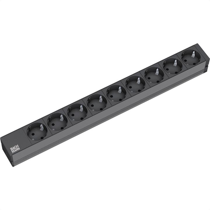 Actual product image Bachmann 19" socket l. 9-f. (9x, CEE 7/3, CEE 7/7, 2 m)