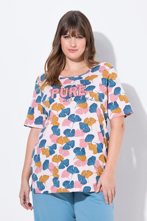 Produktbild Ulla Popken Pyjamashirt, Gingko, Rundhals, Halbarm (58)