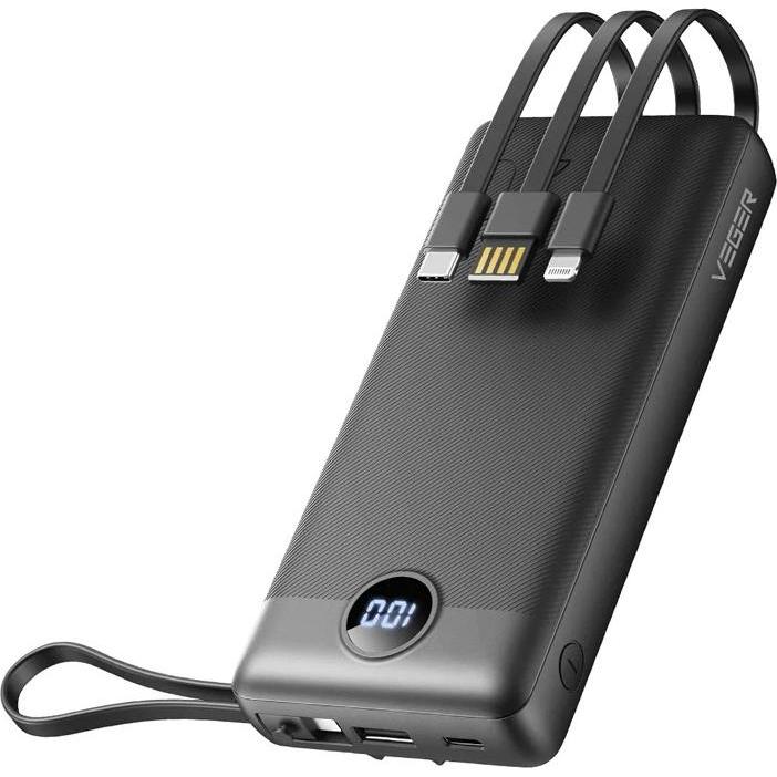 Veger C20 Powerbank inkl. Kabel - 20'000mAh (20000 mAh, 10 W, 77 Wh), Powerbank, Schwarz