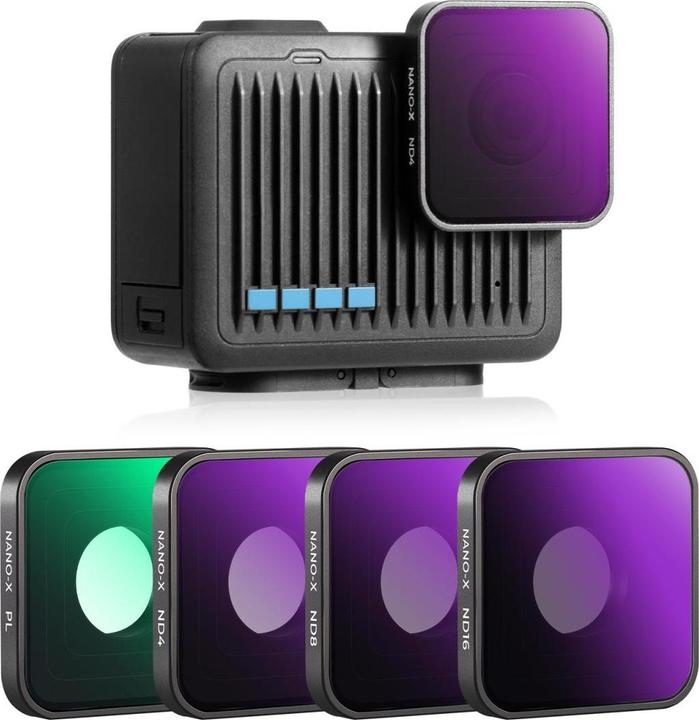 Actual product image K&F Concept 4pcs Filter Kits, CPL+ND4+ND8+16, Anti-Scratch on One Side, For GOPRO Hero 4K